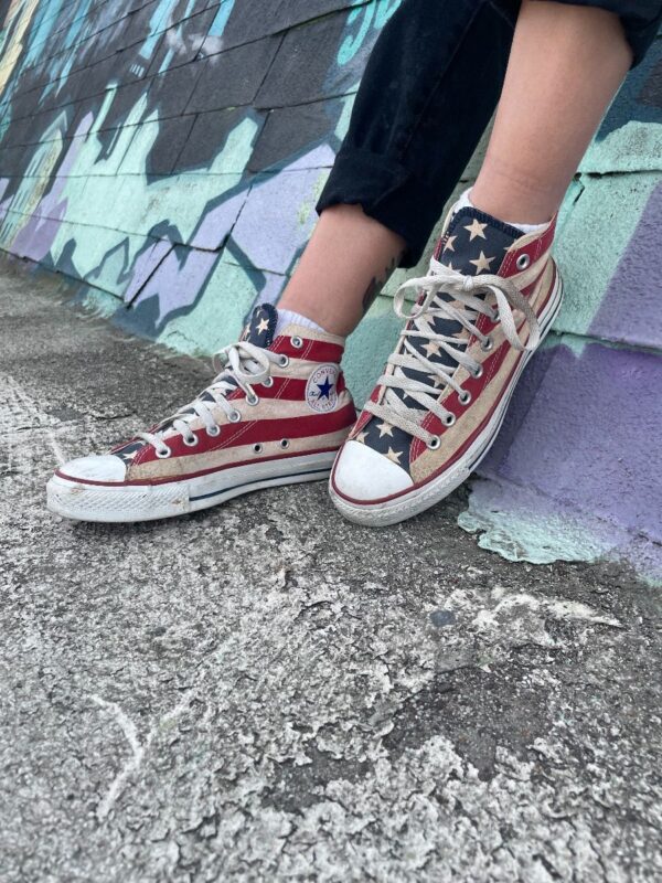 product details: AS-IS AMERICANA STARS & STRIPES CHUCK TAYLORS photo