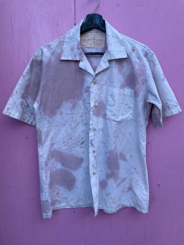 product details: CUSTOM SPLATTER DYED & PAINTED S/S BUTTON UP MECHANICS WORK SHIRT photo