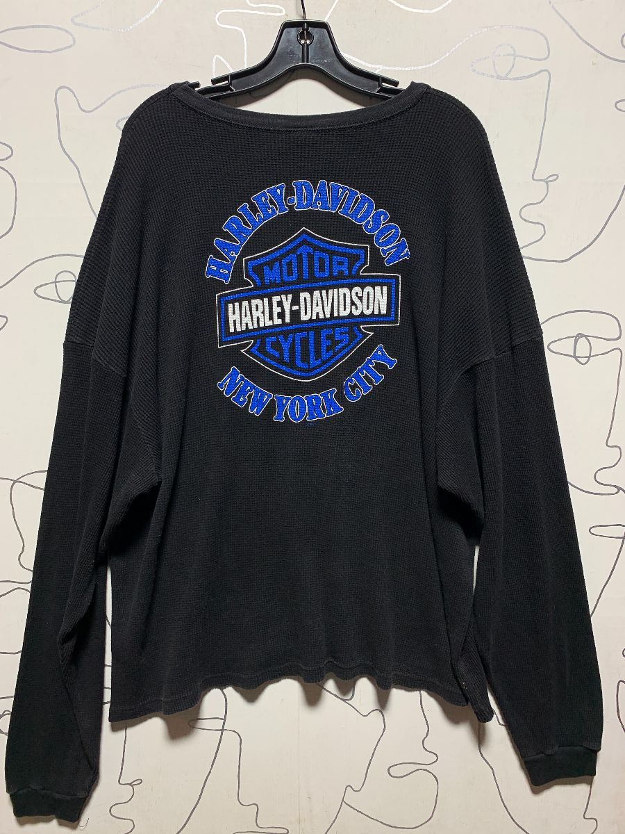 Killer Oversized 1990s Harley Davidson Nyc Long Sleeve Thermal