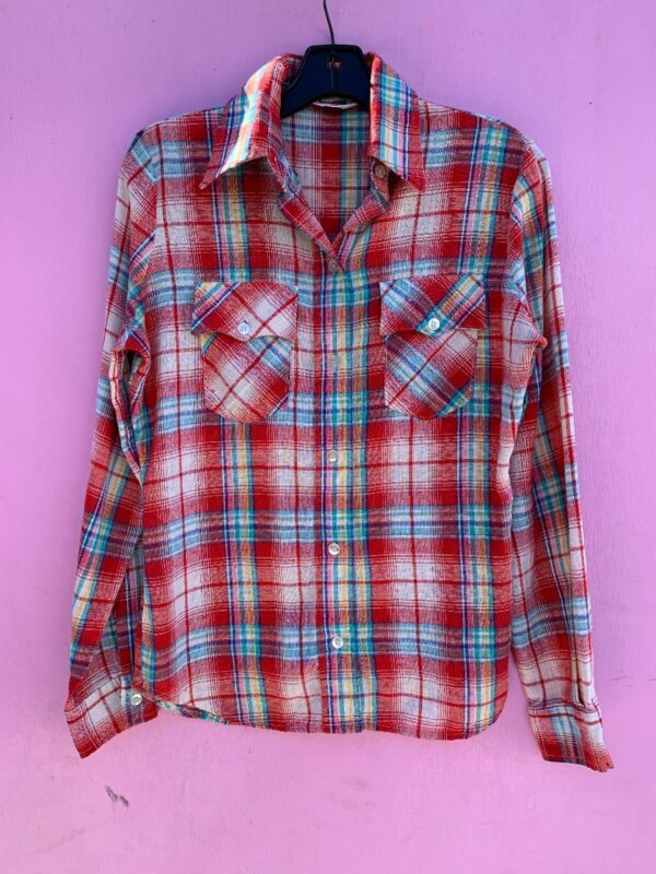 product details: AS-IS RETRO LEVIS SUPER THIN PLAID WOVEN BUTTON DOWN SHIRT SMALL FIT photo