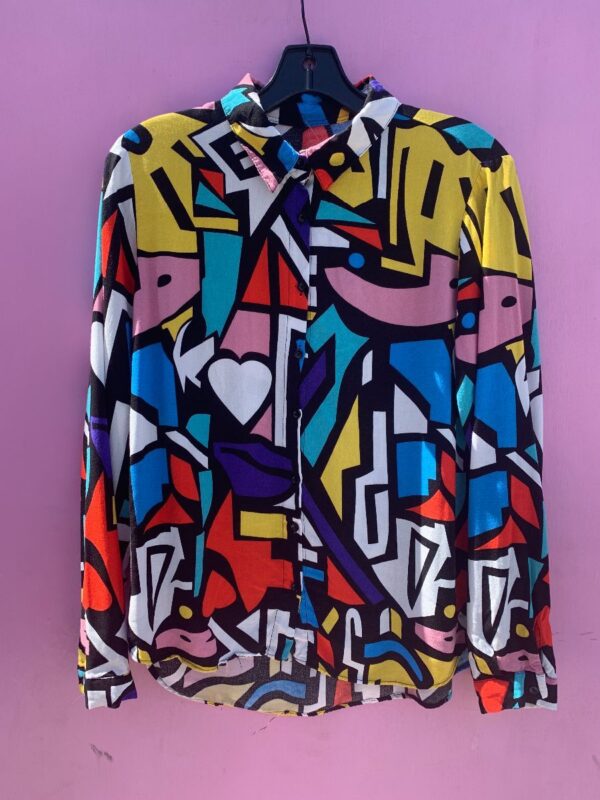 product details: CRAZY GEOMETRIC PRINTED RAYON BLOUSE photo