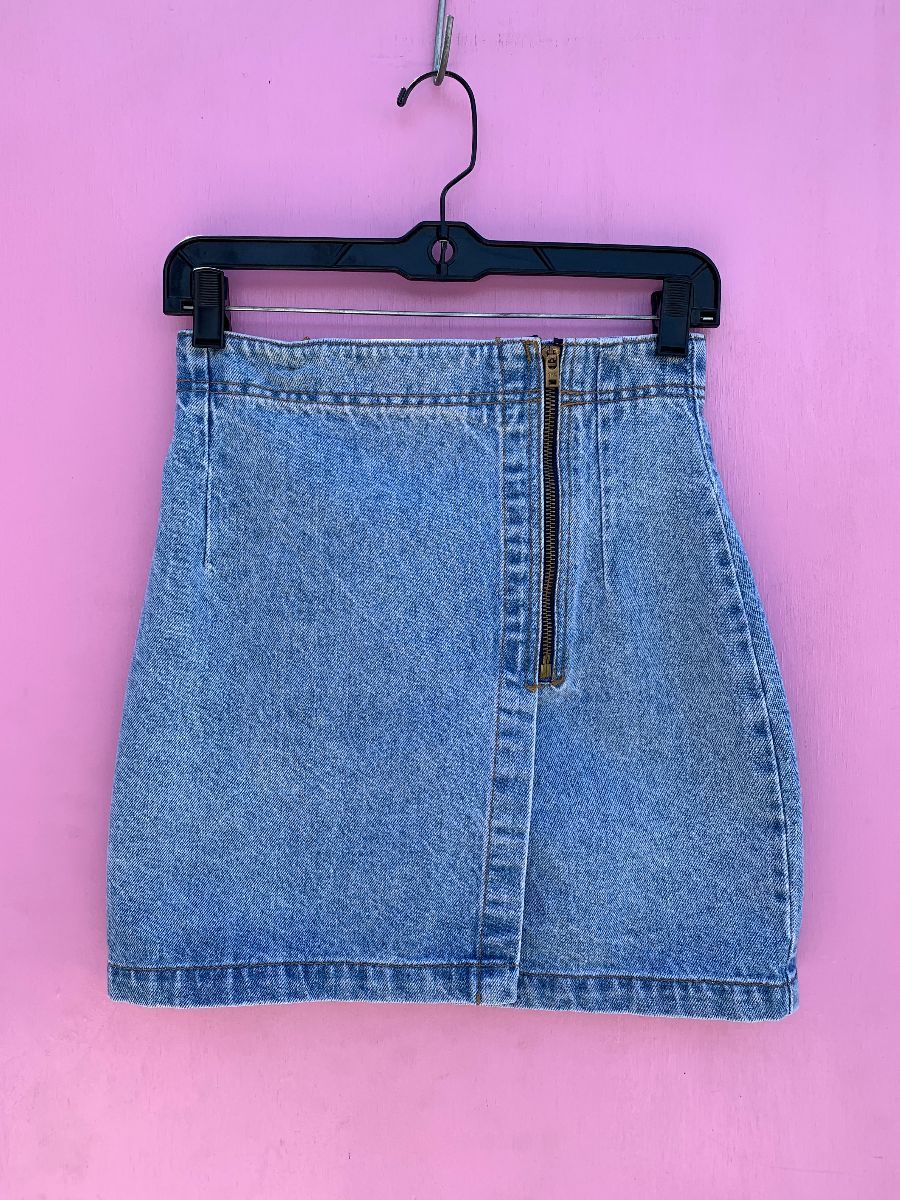 Monki High Waisted A-Line Zip Up Denim Skirt | ASOS