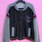 90S BUGLE BOY COLLARED BUTTON UP W/ STRIPED SLEEVE SWEATSHIRT AS-IS