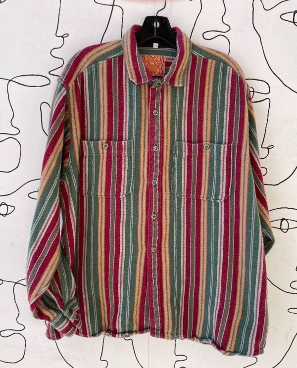 product details: HEAVY TEXTILE MULTICOLORED STRIPED FLANNEL SHIRT photo