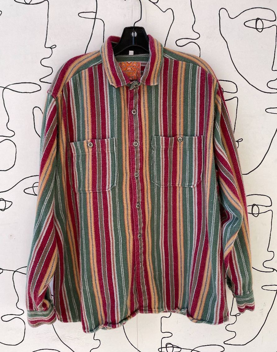 Heavy Textile Multicolored Striped Flannel Shirt | Boardwalk Vintage