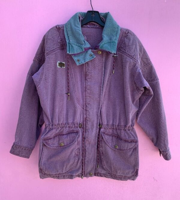 product details: 1980S COLUMBIA THICK FADED COTTON ZIP UP JACKET W/ CINCH WAIST photo
