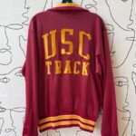 RETRO 1980S USC TROJANS EMBROIDERED TRACK JACKET WITH ZIPPER POCKETS