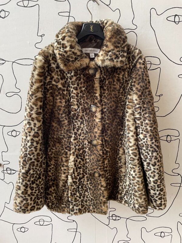 product details: SOFT LEOPARD FAUX FUR JACKET WITH OVERSIZED BUTTONS photo