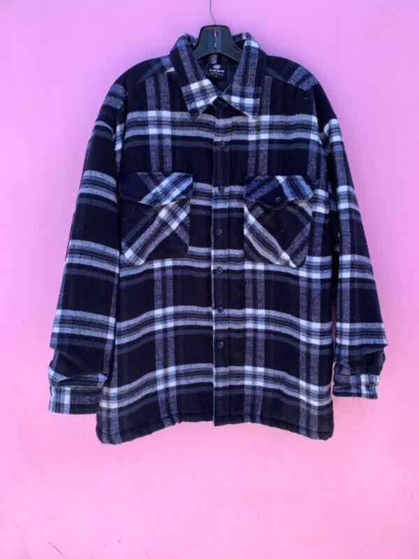 product details: 1990S OVERSIZED HEAVY FLANNEL BUTTON UP JACKET WITH QUILTED LINING photo