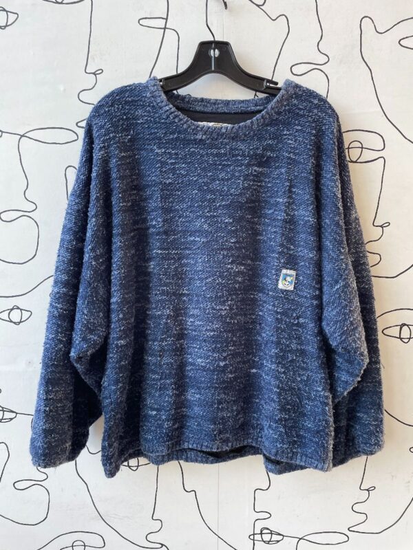 product details: UNIQUE 1990S THICK BOXY MARLED WEAVED COTTON TEXTILE SWEATER photo