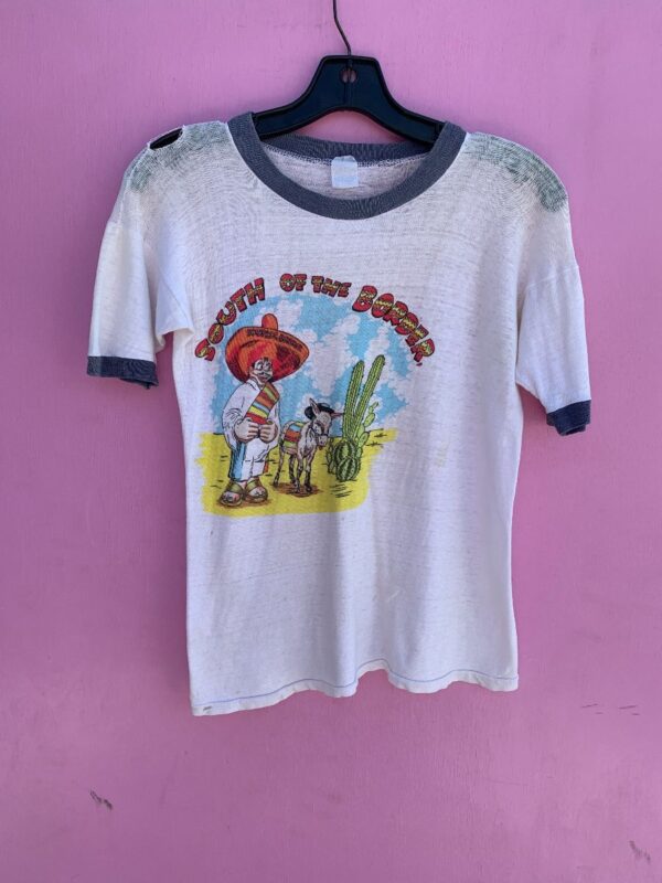 product details: VINTAGE SOUTH OF THE BORDER RINGER GRAPHIC TSHIRT photo