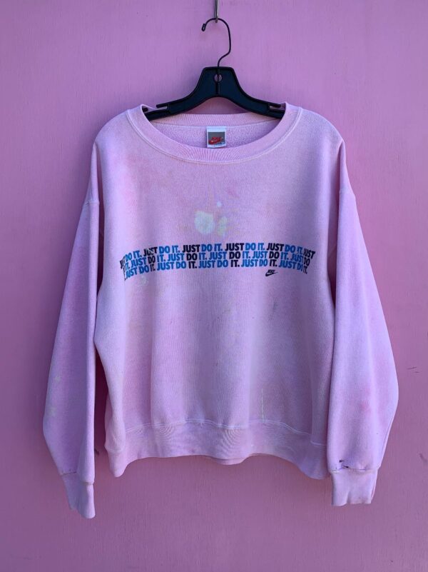 product details: AS-IS VINTAGE BLEACHED &AMP; PAINTED NIKE JUST DO IT. GRAPHIC PRINT PULLOVER SWEATSHIRT photo