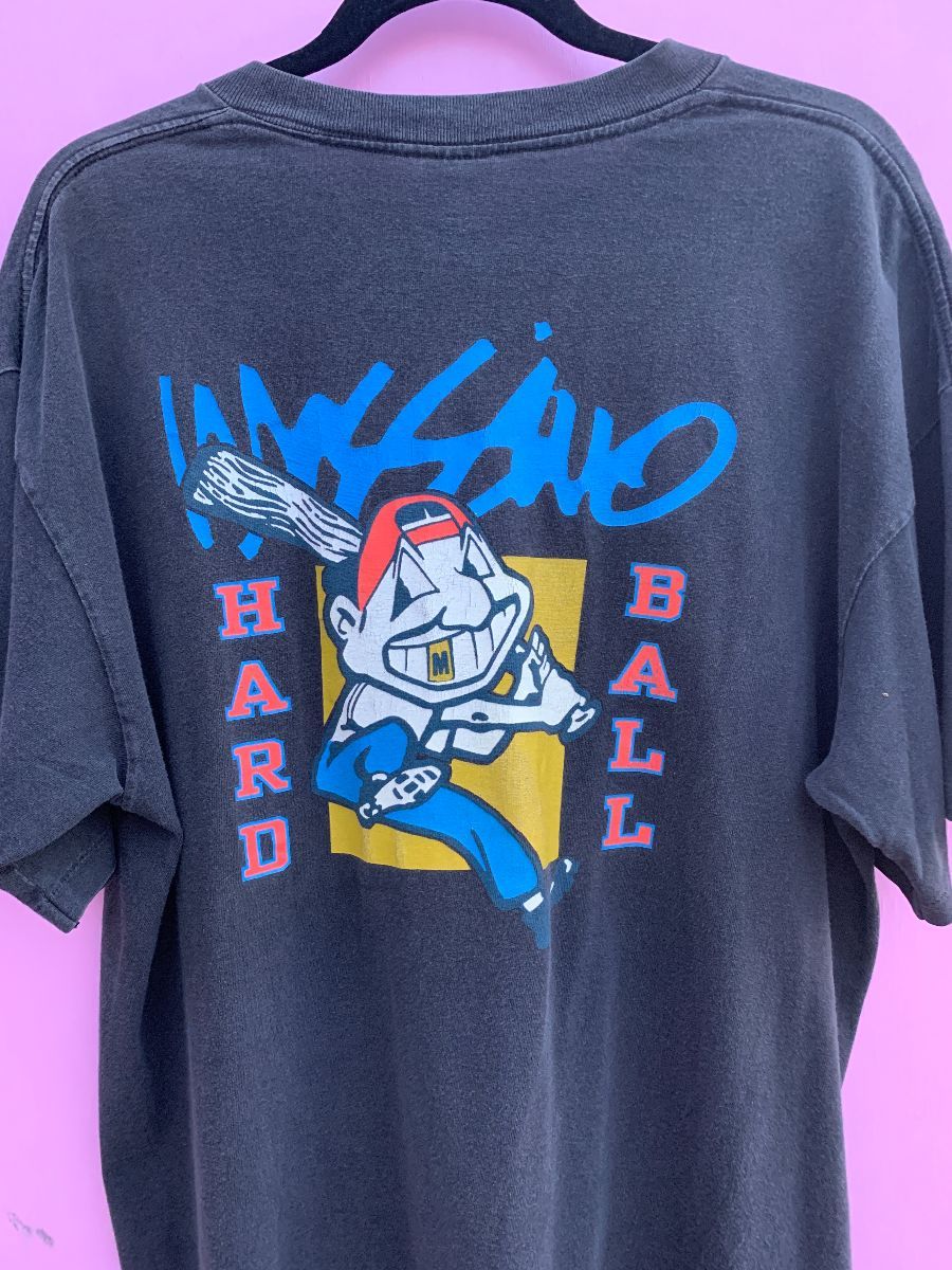 Vintage 1990s Mossimo Cleveland Indians Hard Ball Graphic T-shirt