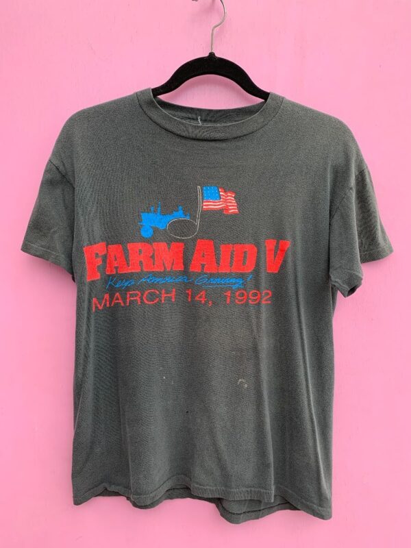 product details: VINTAGE WASHED 1992 FARM AID KEEP AMERICA GROWING GRAPHIC PRINT SINGLE STITCH T-SHIRT photo