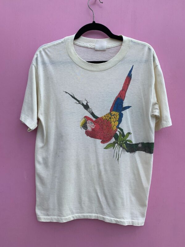 product details: 1985 SINGLE STITCH SCARLET MACAW PARROT WRAP AROUND GRAPHIC  T-SHIRT photo