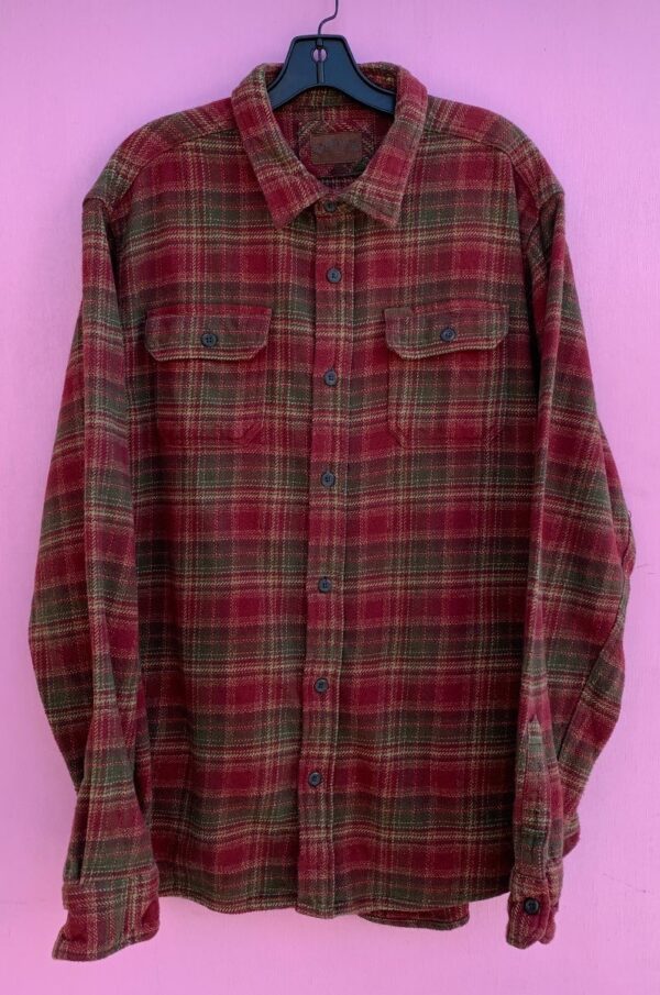 product details: COZY FALL COLORS LONG SLEEVE BUTTON DOWN PLAID FLANNEL SHIRT photo