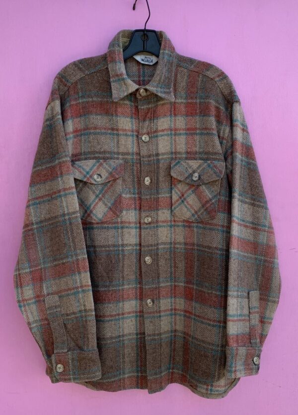 product details: LONG SLEEVE BUTTON DOWN HEAVY WOOL PLAID FLANNEL SHIRT photo