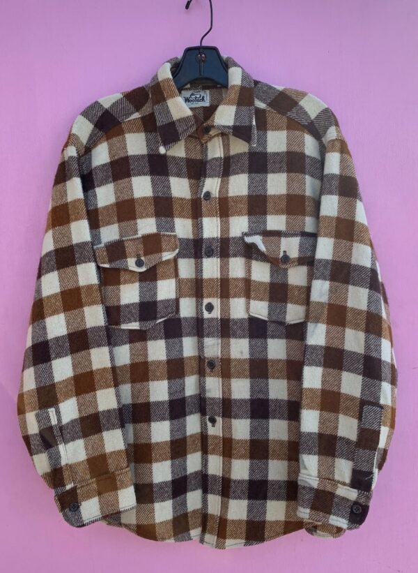 product details: NICE HEAVY LONG SLEEVE BUTTON DOWN WOOL BUFFALO CHECK FLANNEL SHIRT photo