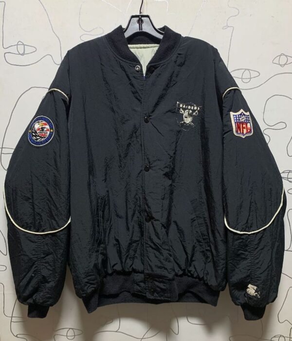 product details: AS-IS STARTER NFL LOS ANGELES RAIDERS NYLON BUTTON UP JACKET photo