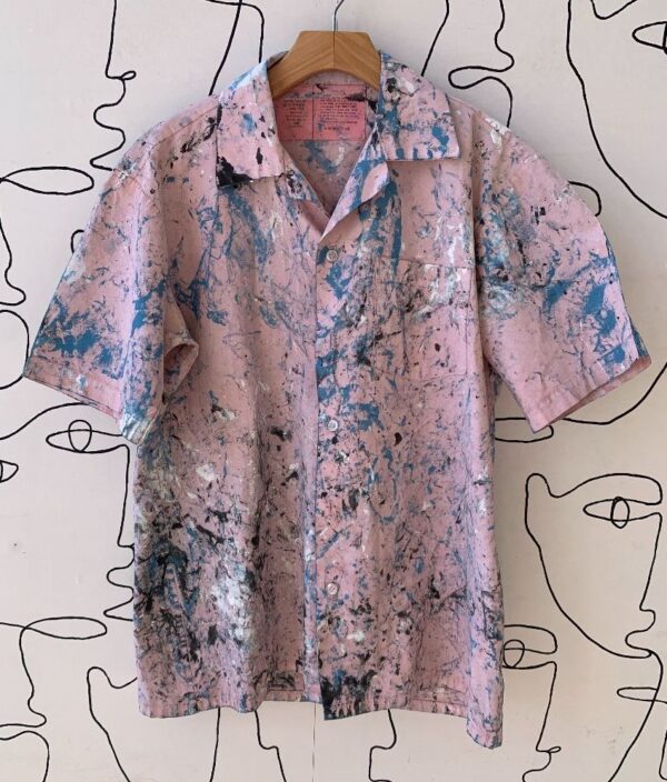 product details: CUSTOMED PAINT SPLATTERED WORKWEAR BUTTON UP SHIRT photo