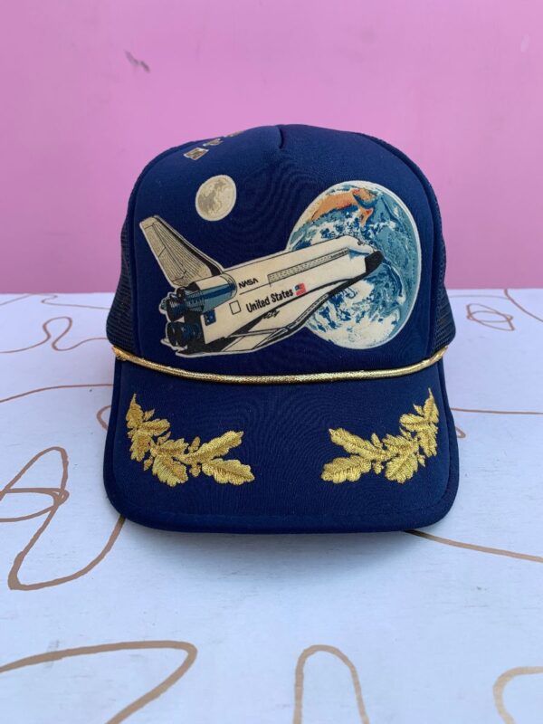 product details: NASA SPACE SHUTTLE TRUCKER HAT W/ GOLD ROPE AN EMBROIDERED LEAFS ON BILL photo