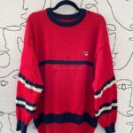 AS-IS TWO TONE FILA LOGO RUGBY SWEATER W/ FRONT ZIPPER POCKET
