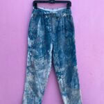 CUSTOM PAINTED HIGH-WAISTED WIDE LEGGED TROUSER PANTS WITH ADJUSTABLE BELT