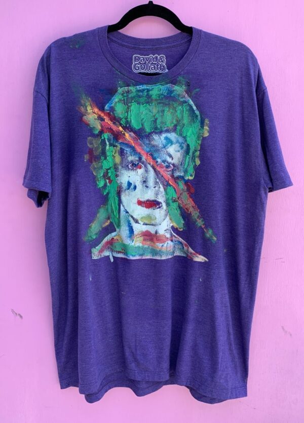 product details: DAVID BOWIE HAND PAINTED FRONT GRAPHIC T-SHIRT *LOCAL ARTIST photo