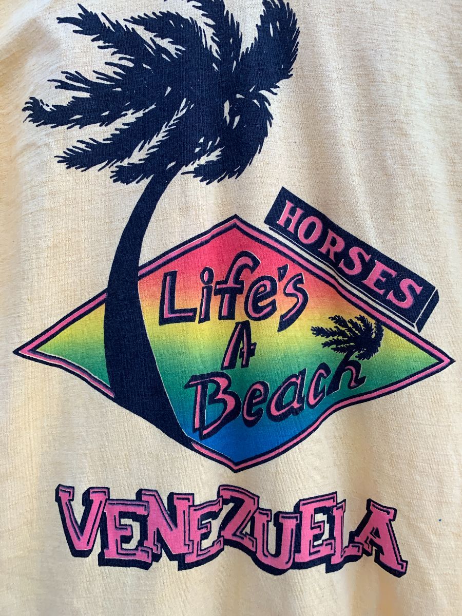 Lifes A Beach Venezuela Palm Tree Graphic Tshirt Single Stitch ...