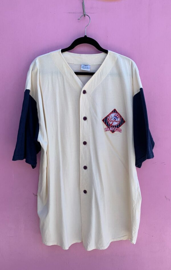 product details: MLB NEW YORK YANKEES TWO TONE COTTON BUTTON UP BASEBALL JERSEY photo