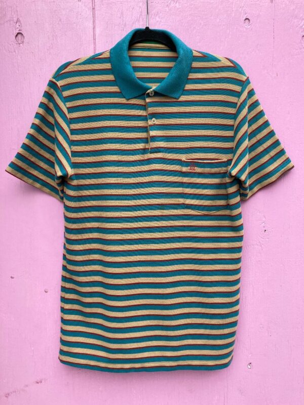 product details: RETRO FRENCH TERRY STRIPED POLO SHIRT photo