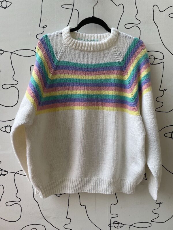 product details: UNREAL PASTEL RAINBOW STRIPED CHUNKY KNIT SWEATER photo