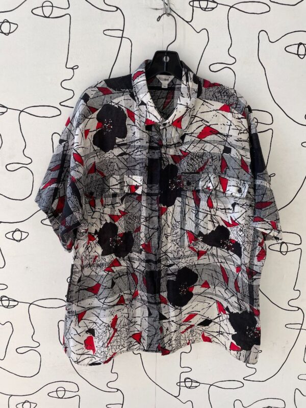 product details: VERY COOL 1990S ALLOVER CRAZY PRINTED LINEN SHIRT photo