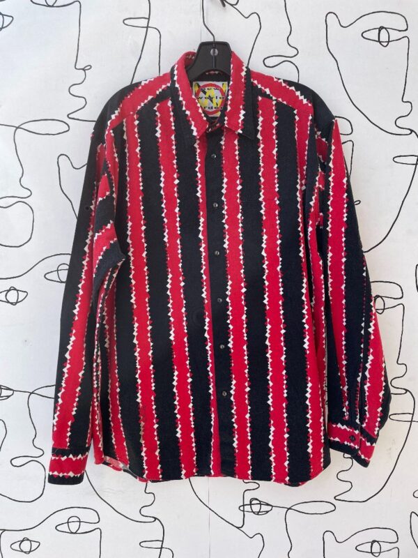product details: 1990S FUNKY PRINTED LONG SLEEVE BUTTON DOWN COTTON WESTERN SHIRT photo