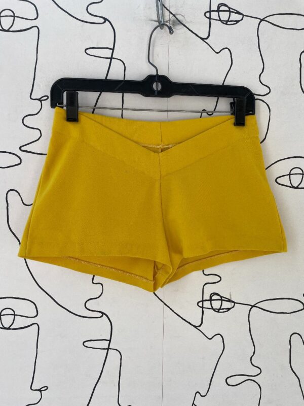 product details: AS-IS STRETCHY YELLOW V-FRONT LOW RISE HOT SHORTS photo