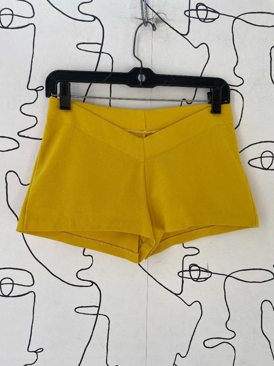 As-is Stretchy Yellow V-front Low Rise Hot Shorts | Boardwalk Vintage