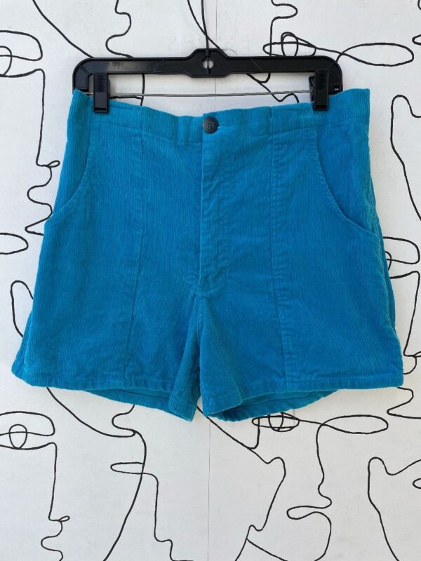 product details: AS-IS BRIGHT TURQUOISE CORDUROY SHORTS photo
