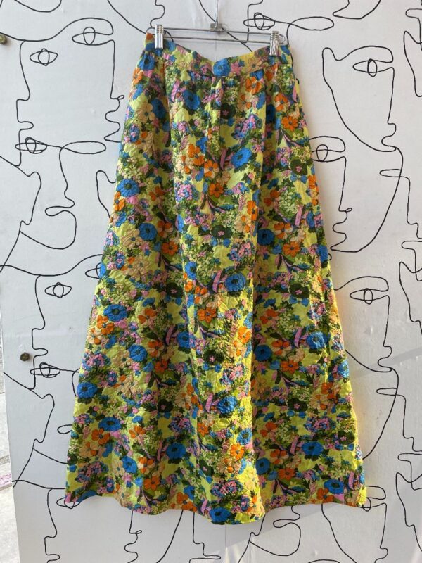 product details: 1960S-70S PSYCHEDELIC FLORAL EMBOSSED QUILTED MAXI SKIRT photo