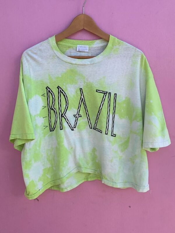 product details: RAD 1980S VIVA BRAZIL BLEACHED TIE DYE CROPPED BOXY NEON GREEN T-SHIRT photo