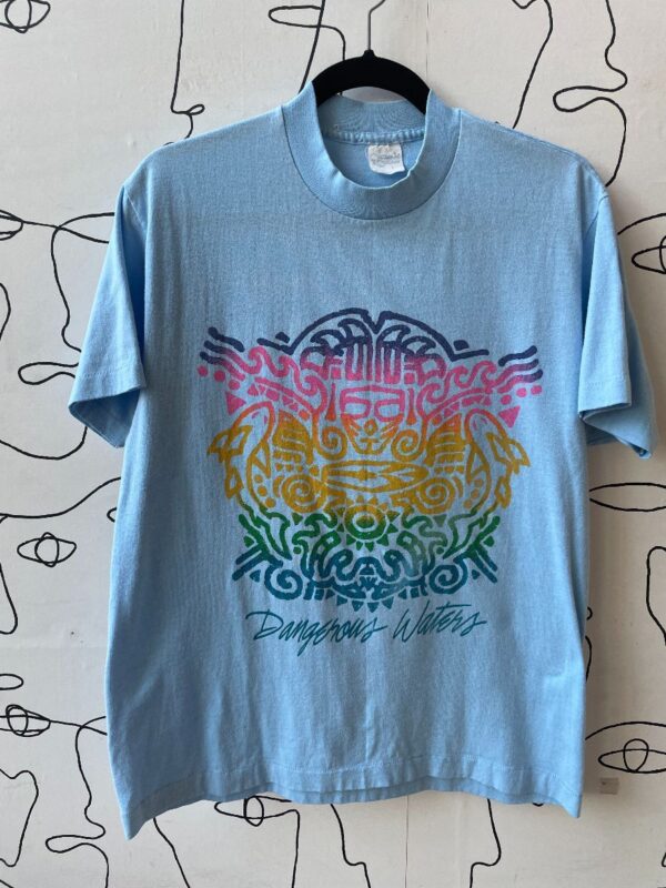 product details: AS-IS 1980S DANGEROUS WATERS RAINBOW GRADIENT GRAPHIC PRINT SINGLE STITCH T-SHIRT photo