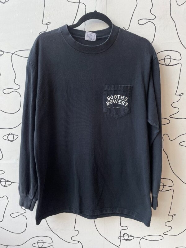 product details: BOOTHS BOWERY 2001 BIKE WEEK GRAPHIC LONG SLEEVE T-SHIRT photo