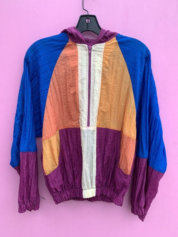 product details: COLORBLOCK PANEL QUARTER ZIPUP HOODED WINDBREAKER SMALL FIT photo