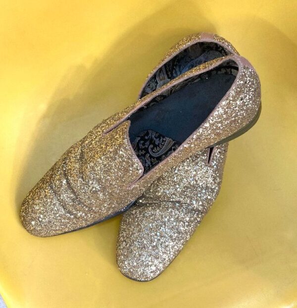 product details: AMAZING ALLOVER FULLY GLITTER ADORNED LOAFER SHOES W/ PAISLEY LINING photo