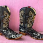 CUSTOMIZED & SEQUIN EMBELLISHED EMBROIDERED LEATHER COWBOY BOOTS POINTED TOE
