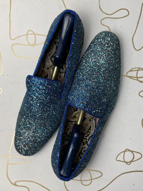 product details: CHUNKY GLITTER LOAFERS W/ PAISLEY LINING photo