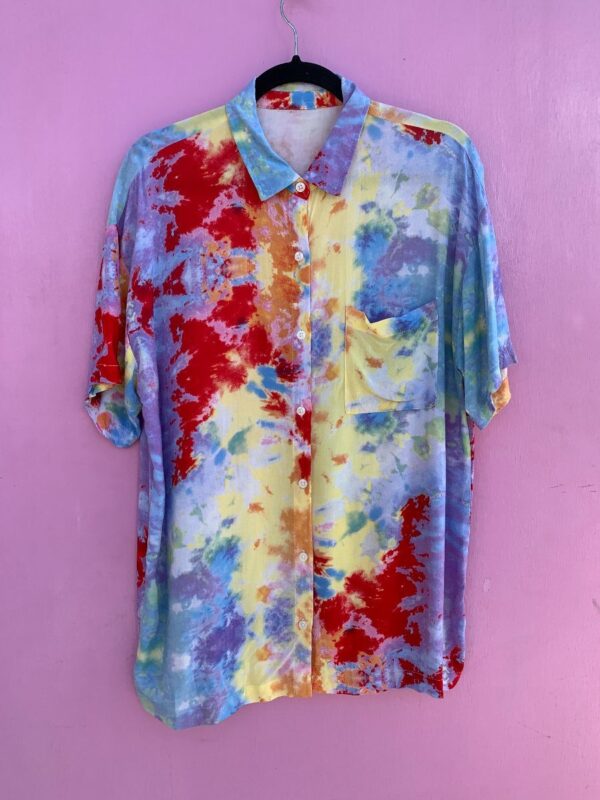 product details: WATERCOLOR TIE-DYE RAYON S/S BUTTON UP SHIRT photo
