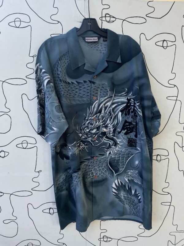 product details: 1990S JAPANESE GRAFFITTI DRAGON GRAPHIC S/S BUTTON UP SHIRT photo