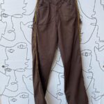 RAD BROWN COTTON CARGO TROUSERS YELLOW SIDE EMBROIDERY
