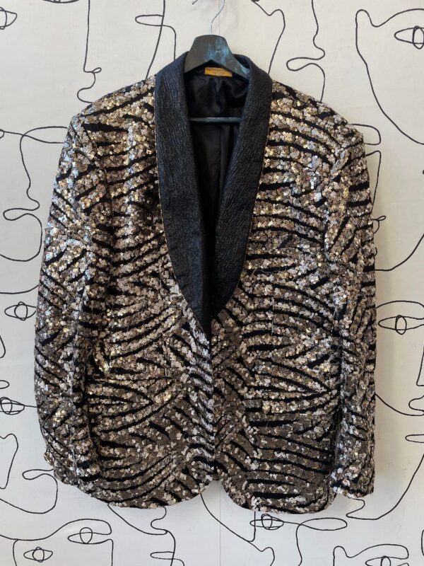 product details: AWESOME CUSTOMIZED ALLOVER TIGER STRIPED SEQUIN BLAZER JACKET photo
