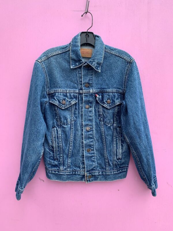 product details: CLASSIC LEVIS DENIM JACKET W/ WASHED OUT HIGHLIGHTS AROUND STITCHING photo